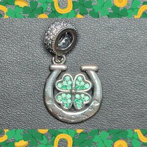 Lucky‎ Horseshoe & Clover Dangle Charm (NWOT)